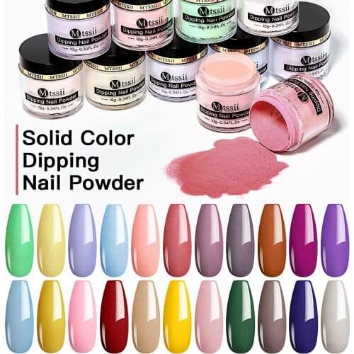 Mtssii 10g Dipping Nail Powde Nail Art Shining Glitter Color Pigment Dust Without UV Lamp Cure Natural Dry Colorful Powder