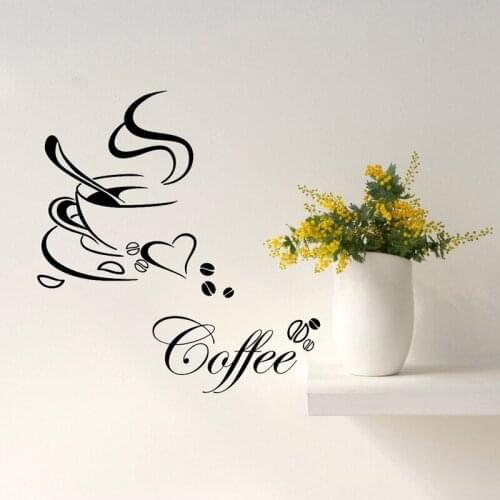 NEW 1PC Coffee Cup DIY Removable Art Vinyl Wall Sticker Decal Mural Kitchen Home Decor