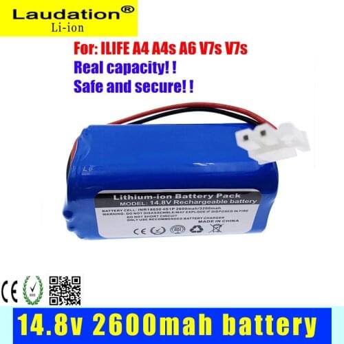Laudatio NEW/14.8V 2600mah/3200mAh Robot Vacuum Cleaner Battery Replacement for 2021 ILIFE A4 /A4s /V7/V7s Pro Robot Sweeper