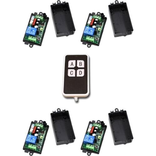 New Arrival 110V 220V 1CH Wireless Remote Control Switch 1Transmitter with 4Buttons 4Receiver for Appliances Gate Garage Door