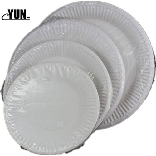 6/7/8 Inch 10PCS Disposable Paper Tray White Paper Tray Cake Tray Painting Paper Tray Kindergarten Early Education Supplies 6D