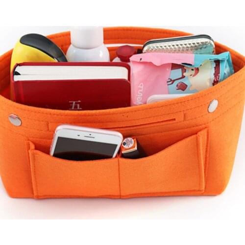 Makeup Bag Organizer Felt Fabric Purse Women Cosmetic Bag Handbag Insert Bag Case Multi-function for Ladies Travel Organizer