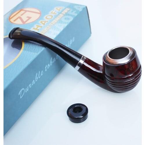 SWSMOK Portable Resin Pipe Bent Smoking Pipe Tobacco Pipe Filter Grinder Herb Wooden Pipe With Holder Cigarette Accessories