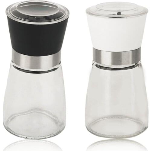 PREUP Home Kitchen Accessories Stainless Steel Glass Manual Pepper Salt Spice Mill Grinder Pepper Grinder Spice Container