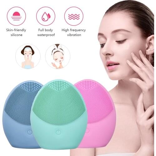Professional Ultrasonic Vibration Battery Facial Cleansing Face Washing Brush Skin Blackhead Remover Pore Cleaner Face Massage