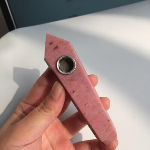 Drop shipping wholesale Peach Stone Crystal Pink Smoking Pipe Quartz Tobacco Pipes