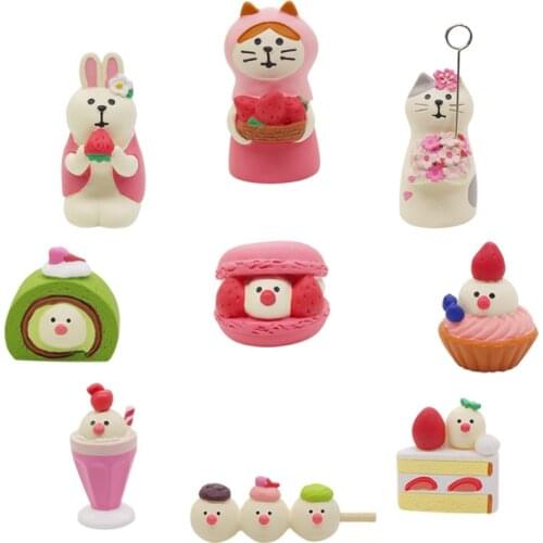 Pink Manbird Strawberry Dessert Baking Cake INS Doll House Miniature Food Play Resin Personality Decoration