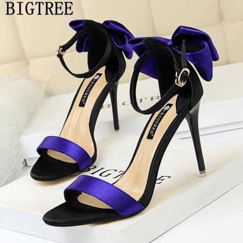 Bigtree Brand Sandals Women 2021 High Heels Luxury Brand Shoes Women Pumps Butterfly Knot Summer Shoes Women Chaussure Femme