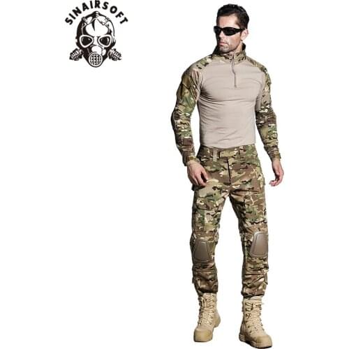 SINAIRSOFT Tactical G3 BDU Camouflage Combat Uniform Airsoft Shirt Pants With Knee Pads Military Multicam Hunting Camo Clothes