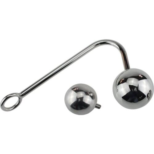 150g Stainless Steel Anal Hooks Metal Butt Plug With 2 Balls, Fetish Sex Toys For Men Women,Anus Beads Massage Adult Games