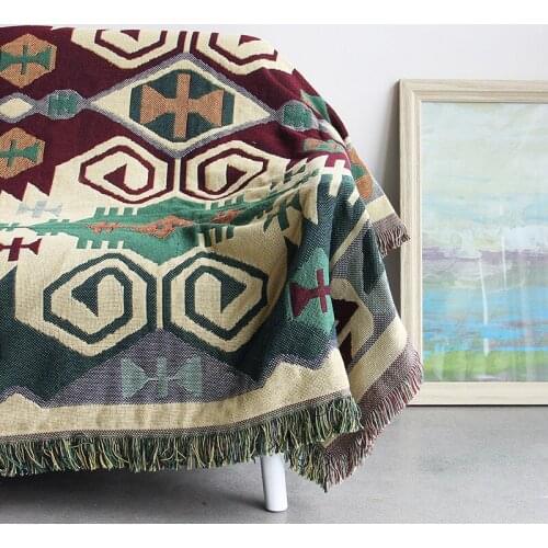 Vintage European Geometryr Thicken Plaid Blanket Sofa Throws on Bed Cobertor Table/Travel Plaid Piano Cover Home Decorative
