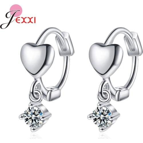 High Quality 925 Sterling Silver Heart Shiny Cubic Zirconia Earring Hoops Women Girls Birthday Party Exquisite Jewelry Gifts