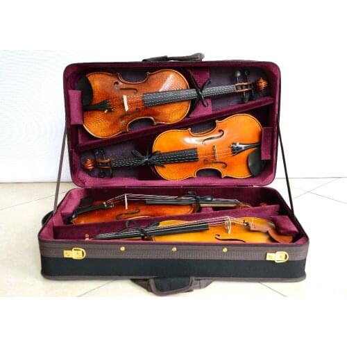 High Quality Pro Wooden Violin Case for 4 Piece Violins Black&Red Color 4.44KG