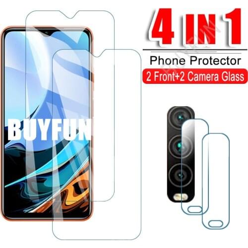 4IN1 Camera Film+Safety Glass For Redmi 9 9A 9C 9T Full Cover Screen Protector For Xiaomi Redmi9 Redmy 9 A C T Xiomi HD Glas