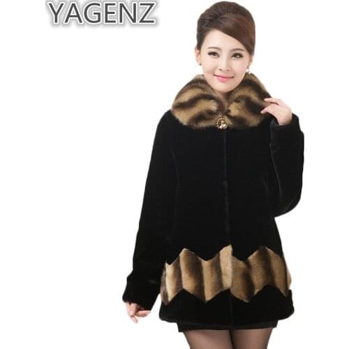Womens Imitation Mink Fur Jacket Coat Middle Age Clothing Winter Womens Large Size Faus Fur Overcoat Mother Clothes Fur Coats