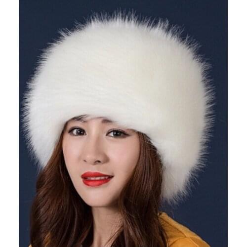 2018 Women Hats Lady Russian Tick Fluffy imitation Fox Fur Hat Headband Winter Earwarmer Ski Hat Female Hats For Autumn winter