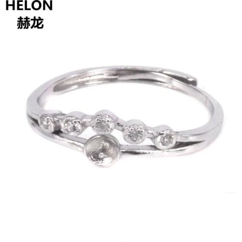 20pcs/lot Wholesale 925 Sterling Silver Women Engagement Wedding Ring 4-5mm Round Bead & Pearl Semi Mount Ring Setting