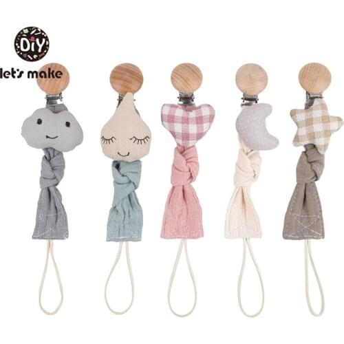 Lets Make 1PC pacifier Clip Chain Dummy Holder For Nipples Cotton Cloth Plush doll Soother Nipples Holder Feeding Accessories
