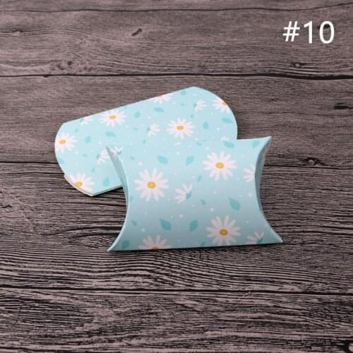 10pcs/lot Blue Paper Boxes Printed Small Clear White Daisy 6.5x9x2.5cm Pillow Shape Fashion Earrings Happy Candy Packing Boxes