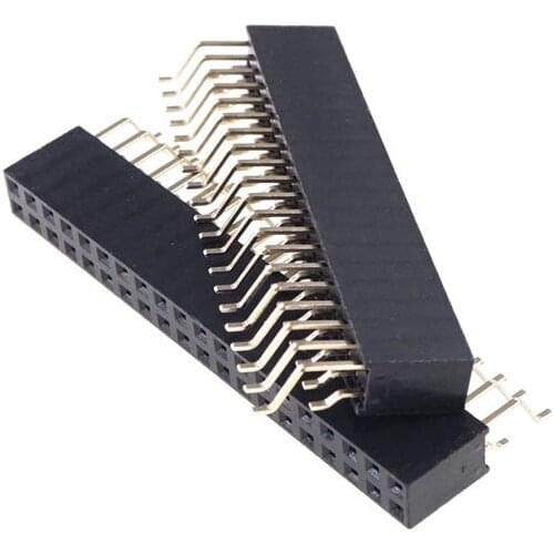 200 pcs 40 Pin 2.54 mm Pitch 2x20 Header Pin Female Receptacle Socket Right Angle Surface Mount PCB Solder 90 Degree SMT