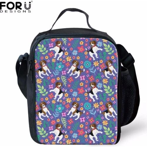 FORUDESIGNS 2018 Portable Lunch Bag Beagle Flowers Dog Thermal Travel Food Picnic Lunch Bags For Women Kids Student Lunch Bag