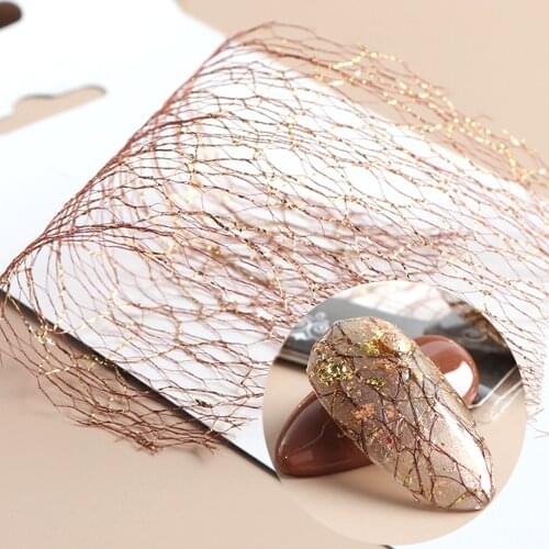1pc Gold Silver 3D Nail Art Mesh Stickers Sliders Net Lines Tape Nail Decals Design Adhesive Foil Manicure Decorations LA1540-1