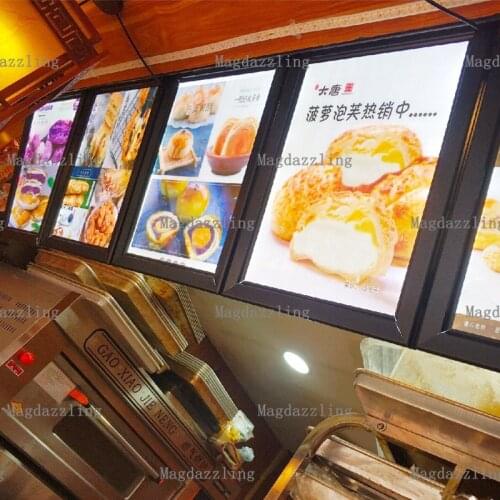 5PCS Slim Black Wall Mount Aluminum Snap Frame LED Illuminated A1 Menu Light Boards for Restaurant