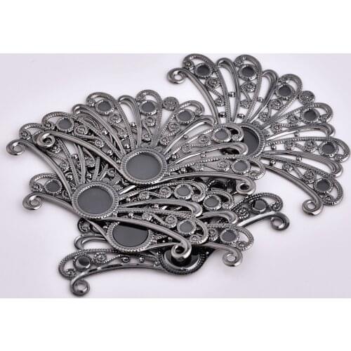 55 * 28mm fan-shaped flower piece pendant connector hairpin pendant DIY jewelry material