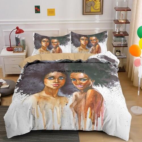 African Womens Patterned Bedding Set 3D Creative Art Single Double King Queen Full Size Down Bed Cover Pillowcase