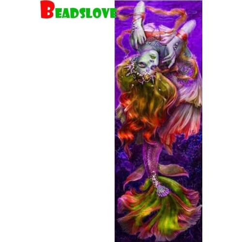 Large size diy 5d diamond painting Pretty mermaid full square round drill animals embroidery rhinestone kit g258