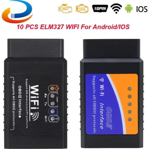 10PCS ELM 327 V1.5 OBD2 WIFI OBD 2 obd Car Diagnostic Car Auto Scanner Tool elm327 wi-fi v1.5 For Android iOS Auto Scanner