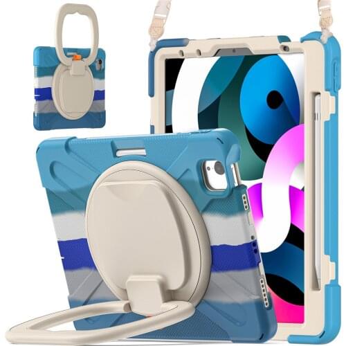 Tablet Case For iPad Air 4 10.9 / iPad pro 11 2021 360 Rotatable Kickstand with Hand Ring&Neck Strap protection Caver+Film+Pen