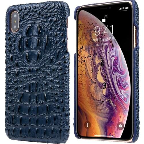 First layer cowhide Phone case For iphone X XS XR MAX 6 6S 7 8 plus case Crocodile Texture Genuine Leather Back cover