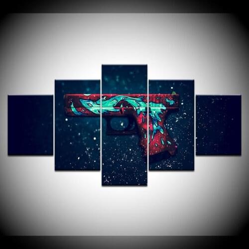 Counter Strike gun 5 Piece Wall Art Canvas Print modern Poster Modular art painting for Living Room Home Decor