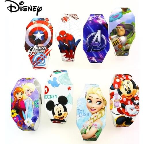 Disney Marvel Spiderman Wristwatch Mickey Minnie Mouse Frozen Stitch Watch Kids Girls Boys Anime Figure LED watch gifts toys