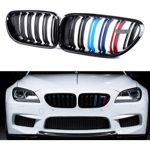 For BMW 6 Series F06/F12/F13 2011-2018 Gloss Black Front Kidney Hood Grille Grill ABS