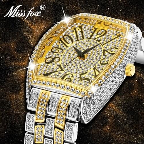 Dropshipping Arabic Numerals Mens Watches Top Brand Luxury Silver Watch Men Diamond With Male Iced Out Chronograph Clock Watch