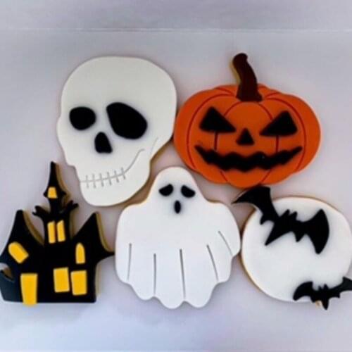 Halloween Haunted House Mansion Hitchhiking Ghost Fondant Cutter for Cake Cupcake Cookies 3D Printed Tools