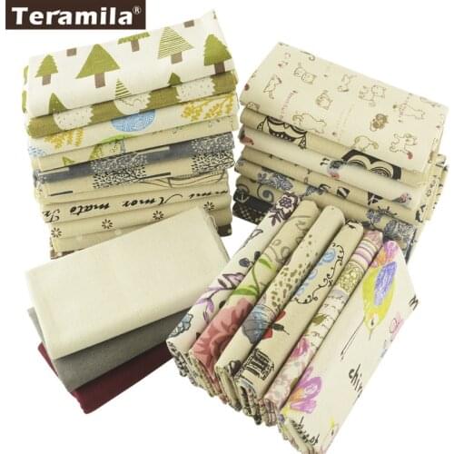 Teramila Cotton Linen Fabric 28 Muti-color Different Design Fat Quarter Bundle Meter Pillow Tablecloth Crafts Decoration