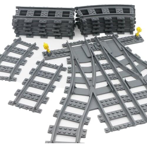 Bricks City Train Track Rail Straight Curved Tracks Cross Flexible Track Building Blocks Accessories MOC Construccion Toys Parts