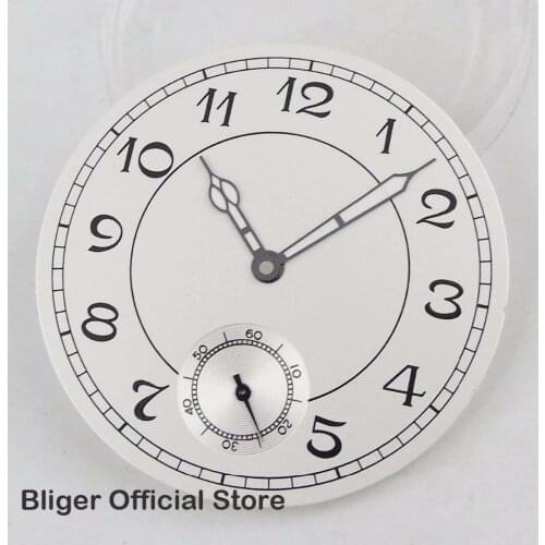 Classic 38.9mm White Nologo Watch Dial + Luminous Hands Fit For ETA 6498 ST3600 Hand Winding Movement