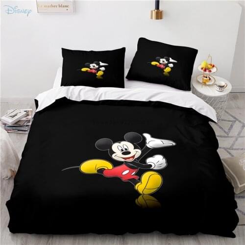 Black Disney Mickey Mouse Bedding Set Printed 3d Duvet Cover with Pillowcase Single Double Twin Full Queen King Size Best Gifts