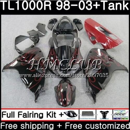 Red flames+Tank For SUZUKI TL1000R 1998 1999 2000 2001 2002 2003 38HC.2 TL1000 R TL 1000 R 1000R 98 99 00 01 02 03 Fairings