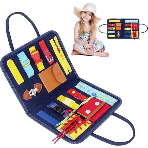 Toddler Busy Board Montessori Toy for Develop Basic Skills, Education Toys Learn to Dress 1 2 3 4 Year Old Kids Dropshipping