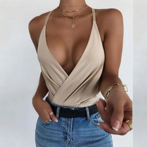 Sexy V-neck Sleeveless Tank Tops for Women Fashion Solid Color Clubwear Spaghetti Strap Bodycon Tee Shirt Party Clothes Summer