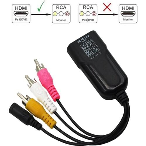 Mini HDMI-compatible To Male RCA/AV CVBS Audio Video Converter Adapter Box HDMI2AV NTSC PAL Composite Cable 1080p ForTV