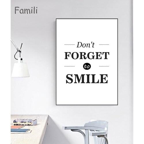 Nordic Black White Motivational Quotes Poster Print Big Typography Smile Wall Art Modern Minimalist Home Deco Canvas Painting