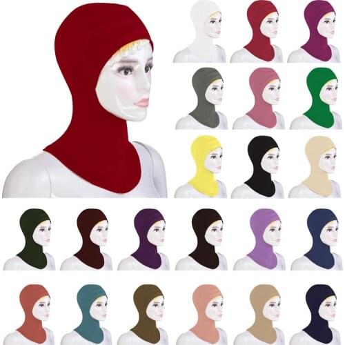 Muslim Under Scarf Women Soft Inner Cap Bone Bonnet Neck Cover Turban Islamic Underscarf Hijab Hat Arab Cap Amira Shawl Beanies