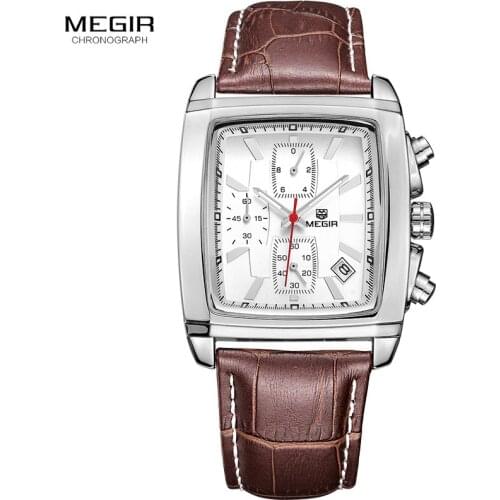 Relogio Masculino MEGIR Fashion Brand Mens Watches Military Sport Quartz Watch Men Business Leather Waterproof Wristwatch Clock