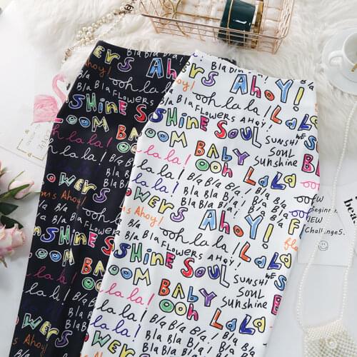 New Women Pencil Skirt Ladies Fashion Letter Print High Waist Elastic Slim Skirts Ladies Plus Size Female One-step Falda
